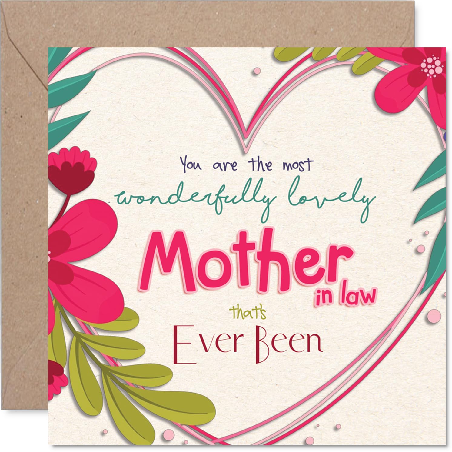 Mother in Law Birthday Card - The Most Wonderfully Lovely - Happy Birthday Card for Mother in Law from Son Daughter, 145mm Colourful Floral Design Mother's Day Greeting Cards