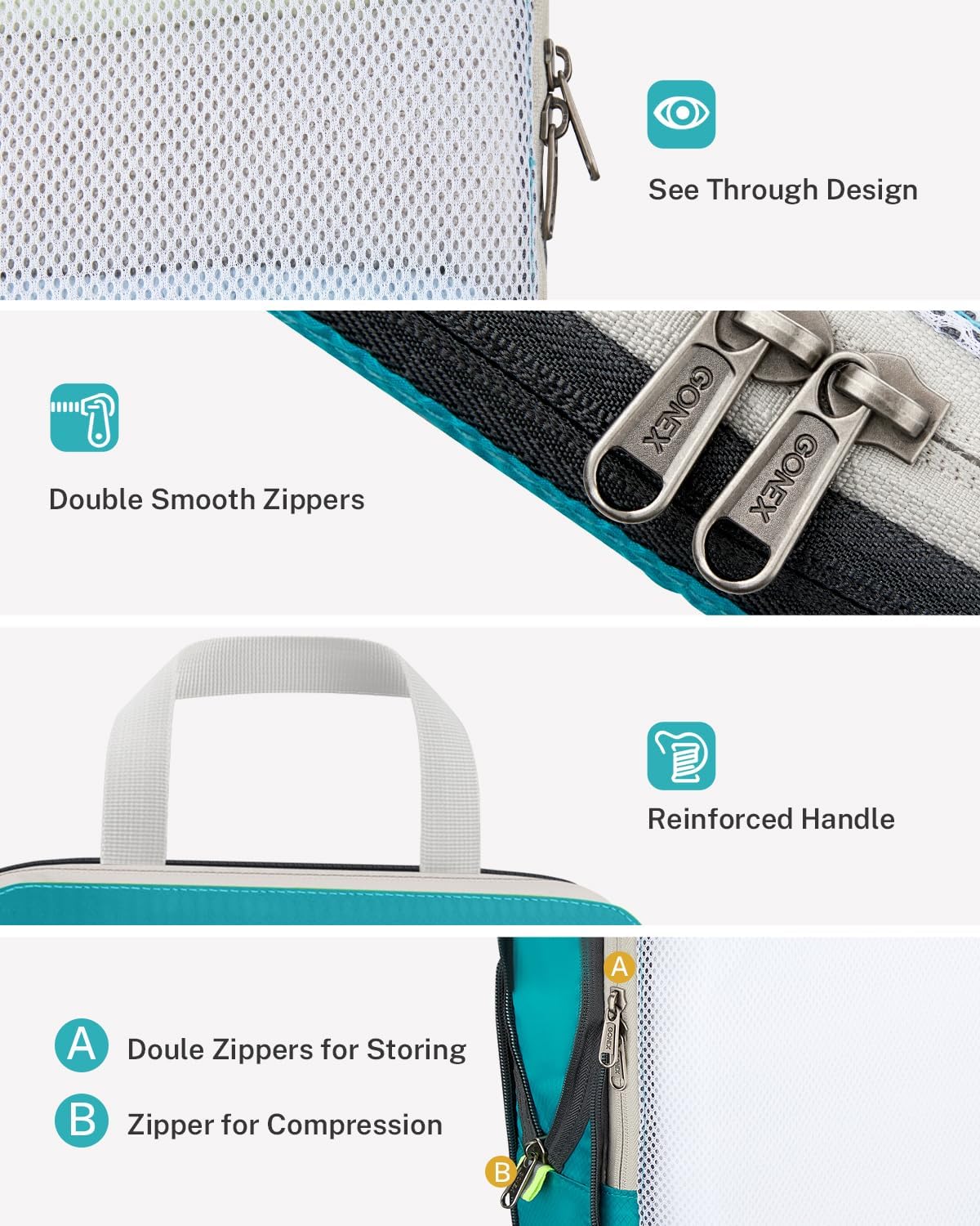 Compression Packing Cubes, Gonex Extensible Storage Mesh Bags Organizers - Image 5