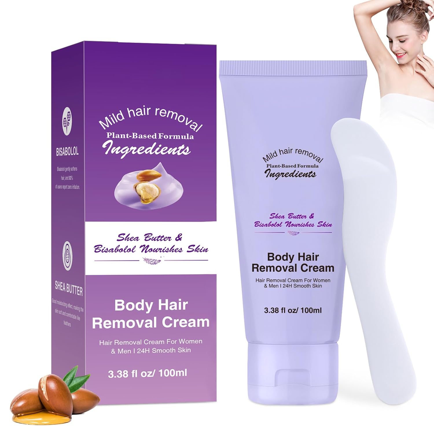 Body Hair Removal Cream with Spatula Applicator, Hair Removal Cream for Sensitive Skin & All over Body, Gentle Formula Facial Hair R-emoval C-ream for Women and Men Body Hair Removal Cream with Spatula Applicator, Hair Removal Cream for Sensitive Skin & All over Body, Gentle Formula Facial Hair R-emoval C-ream for Women and Men