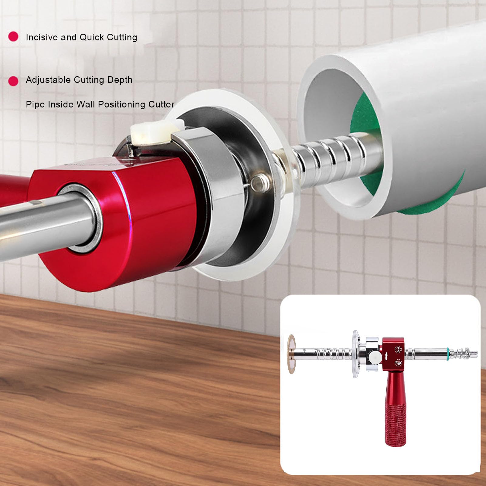 Cortatubos Interior, Cortatubos de Posicionamiento Interior de Tubo, Interno Ajustable 6-105 Mm con de Acero Inoxidable para Cortar Tuberías de Plástico PVC ABS