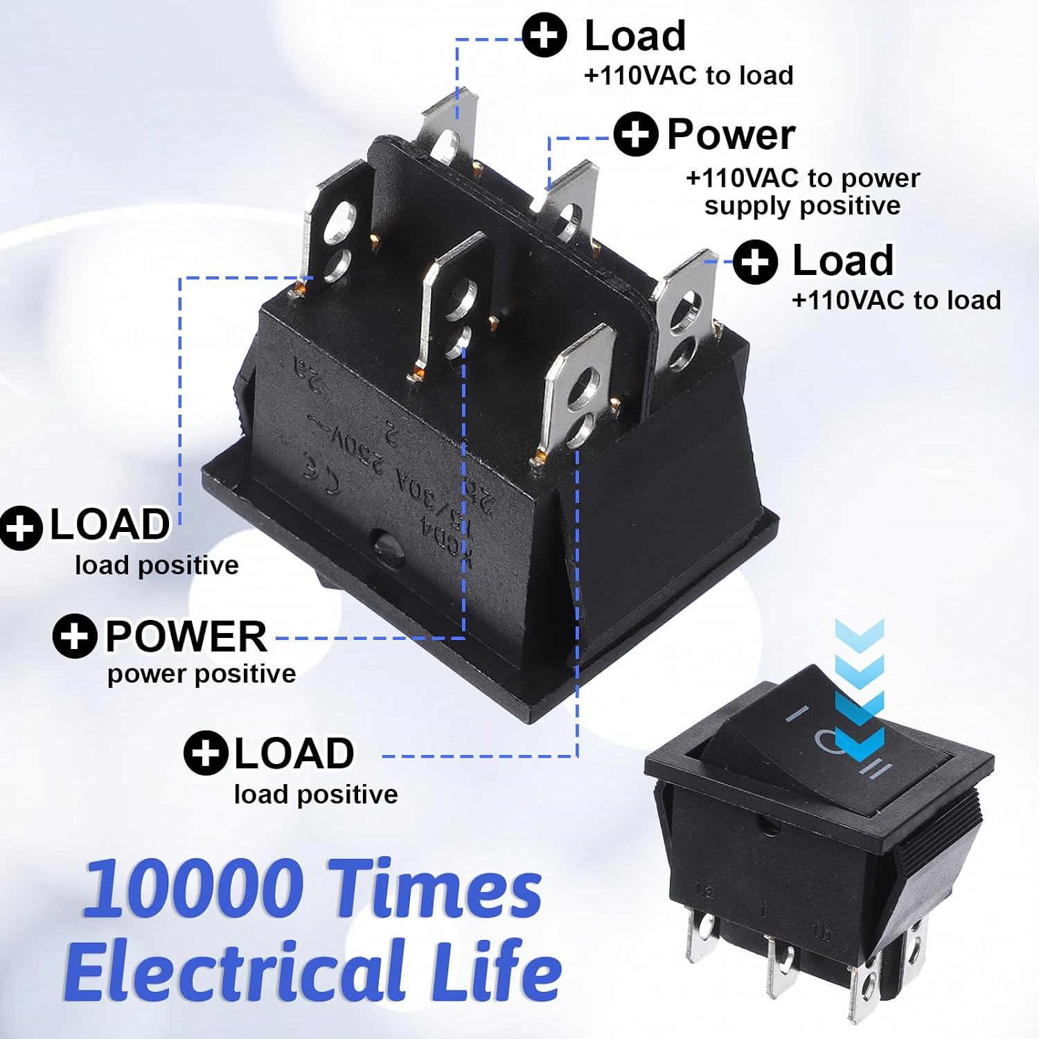 2 PCS DPDT Black Rocker Tpggle, 6 Pin 3 Way on off on Rocker Switch Single Pin Momentary Switches Mini Momentary Rockers Switches for Home Car Marine Supplies