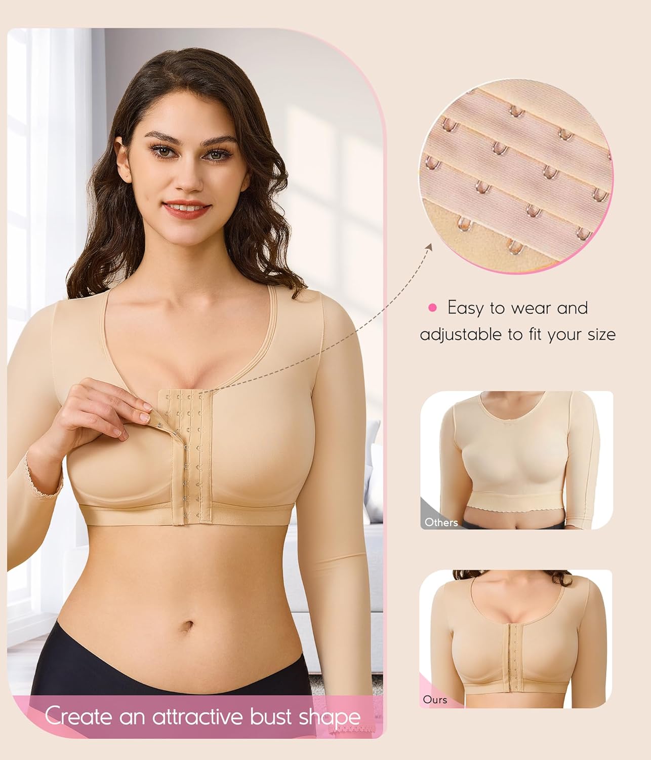 BRABIC Shaper Tops for Women Arm Compression Post Surgery Front Closure Bra Tank Top Shapewear - Image 4