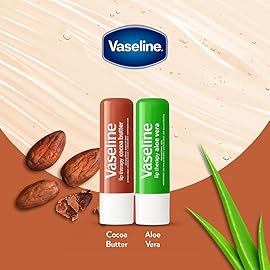 Vaseline Lip Therapy Variety 4-Pack - Cocoa Butter + Aloe Vera Moisturizing Lip Balm with Vitamin E, 0.16 Oz Ea