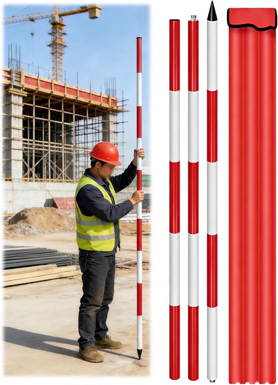 Wysoka dokładność Aluminiowy słup pomiarowy dla budownictwa i inżynierii(Thick,118.11 inch/300 cm)