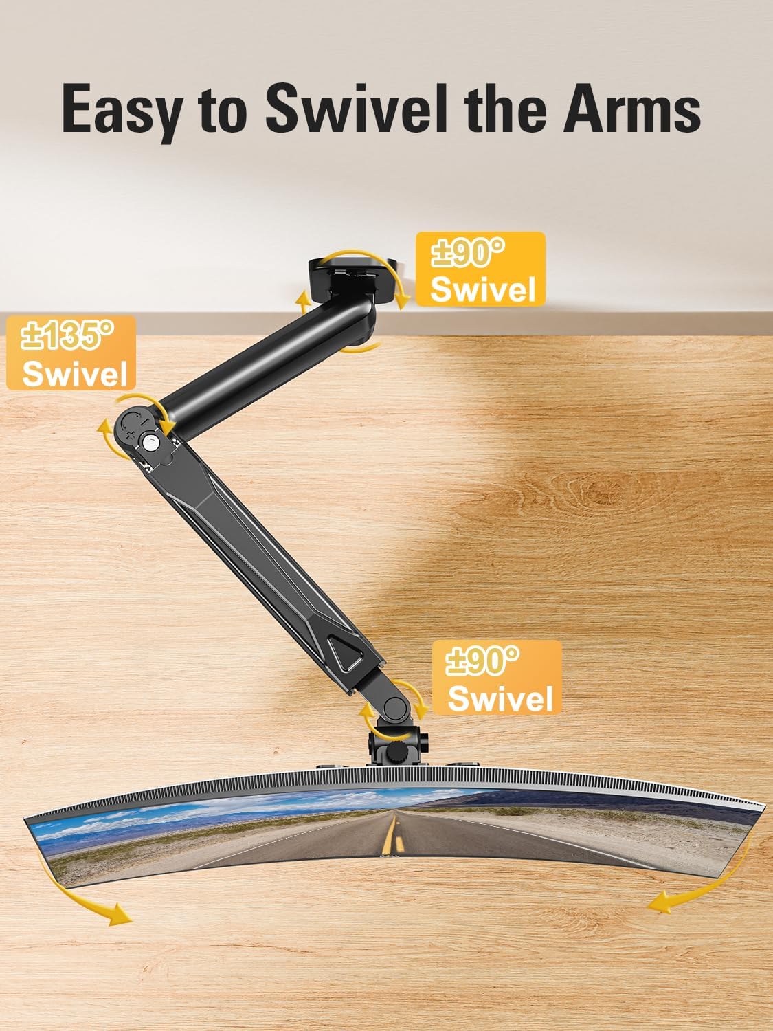Single Monitor Wall Mount for 13-32" Computer Screens, Gas Spring Monitor Arm Holds Up to 19.8 lbs, Full Motion Height Adjustable Wall Bracket, 75x75/100x100mm VESA Mount, XD7001