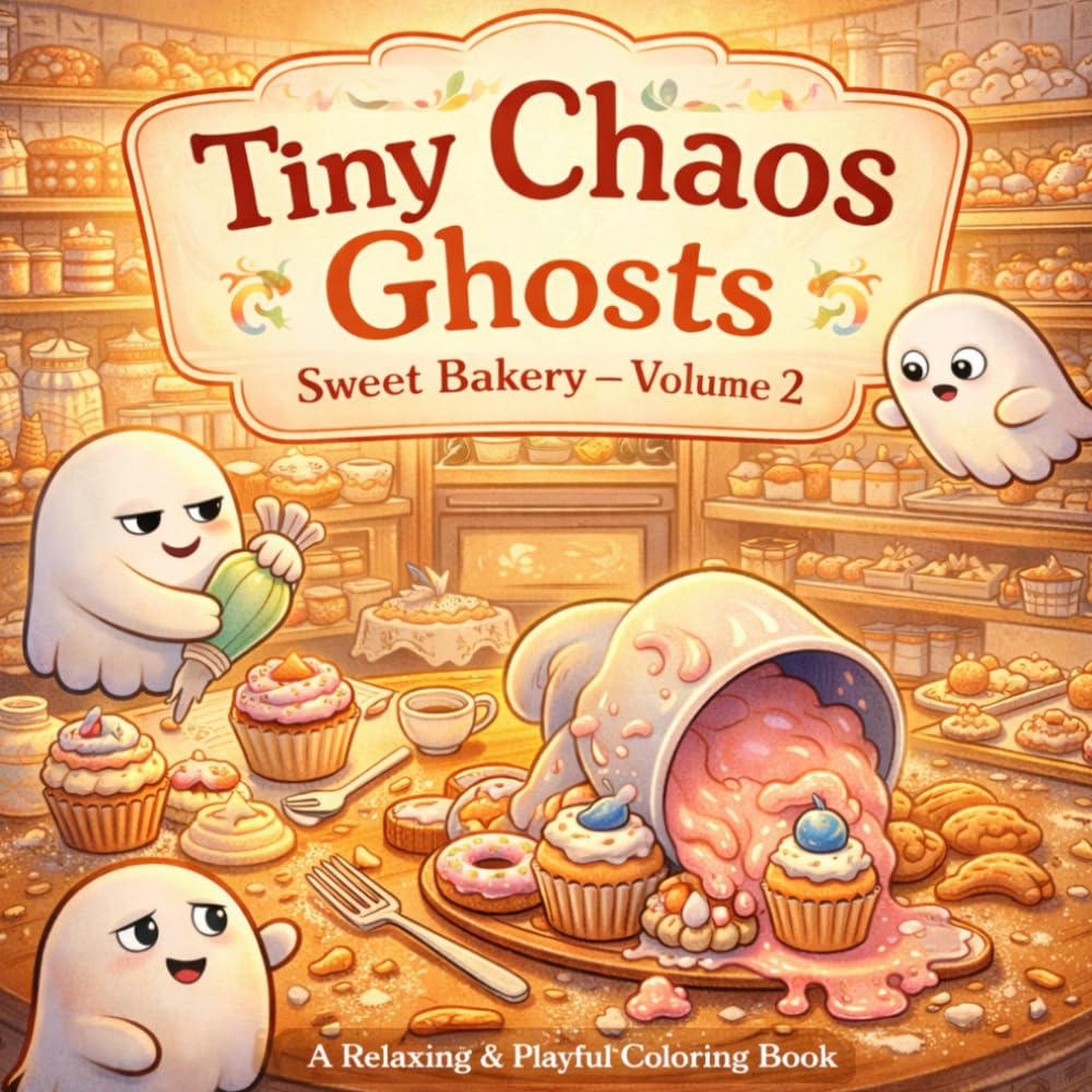 Tiny Chaos Ghosts: Sweet Bakery: A Relaxing & Playful Coloring Book with 40 Cozy Bakery Scenes (Tiny Chaos Ghosts — Cozy Chaos Coloring Series)