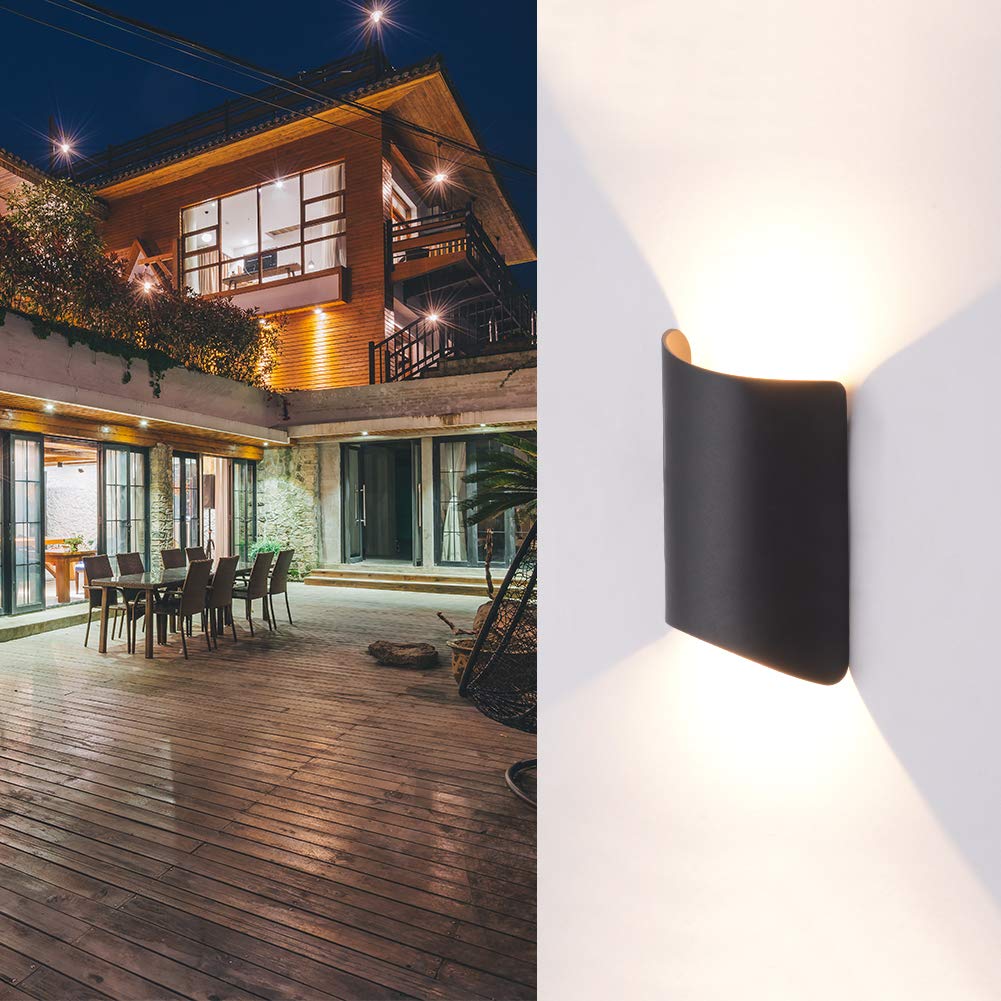 Audor Wandleuchte Mit Bewegungsmelder - 12W LED Außenlampe IP65 Wasserdicht In Grau