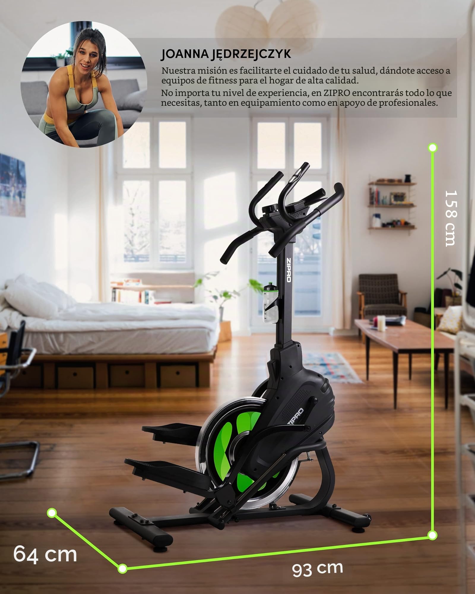 Zipro Elíptica Climber, Resistencia de hasta 120 kg, Ideal para el hogar, Equipo de Entrenamiento Cardiovascular, máquinas de Ejercicio, Entrenador doméstico, 8 Niveles de Resistencia