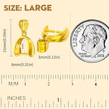 14K Gold Plated 925 Sterling Silver Pinch Bails for Jewelry Making Pendant Clasp Pinch Clip Bail Clasp 3 Sizes Pendant Jewelry Connector for Necklace Dangle Charm DIY Craft Making