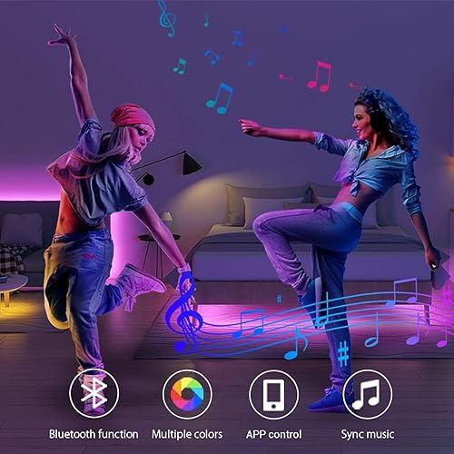 Miniatura 2 de IKERY Tira de luces LED RGB de 100 pies – Aplicación + control remoto, sincronización de música, cambio de color de 16 M, LED RGB 5050, función de