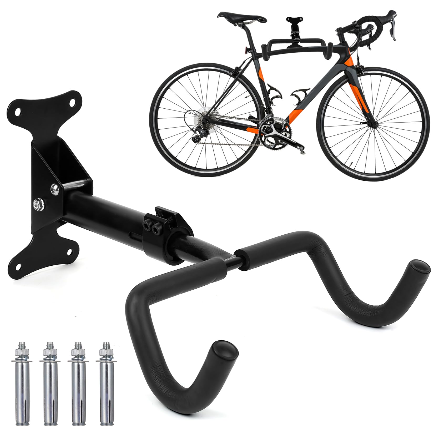 1 Juego de Soportes de Pared para Bicicleta, Ganchos Plegables para Bicicleta para Soporte de Bicicleta Montado en Pared, Distancia Ajustable y Rotación de 360 Grados, Colgador de Bicicleta para