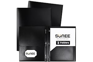 Sunee 2 Pocket Folders with Prongs - Stay Organized with Sleek and Durable Black Folders