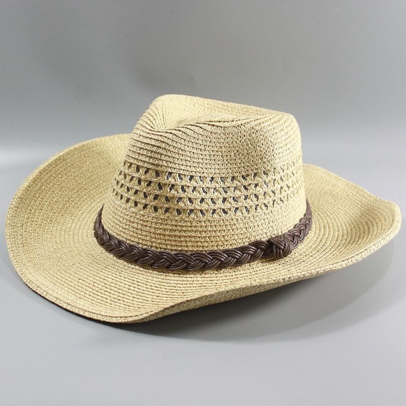 ATARSM Sombrero para el Sol para Hombre Sombrero de Paja para Hombre Sombrero de ala Ancha para Playa Gorra Plegable Big Bone Hombres de Talla Grande Sombrero Fedora 58Cm 60Cm 62Cm