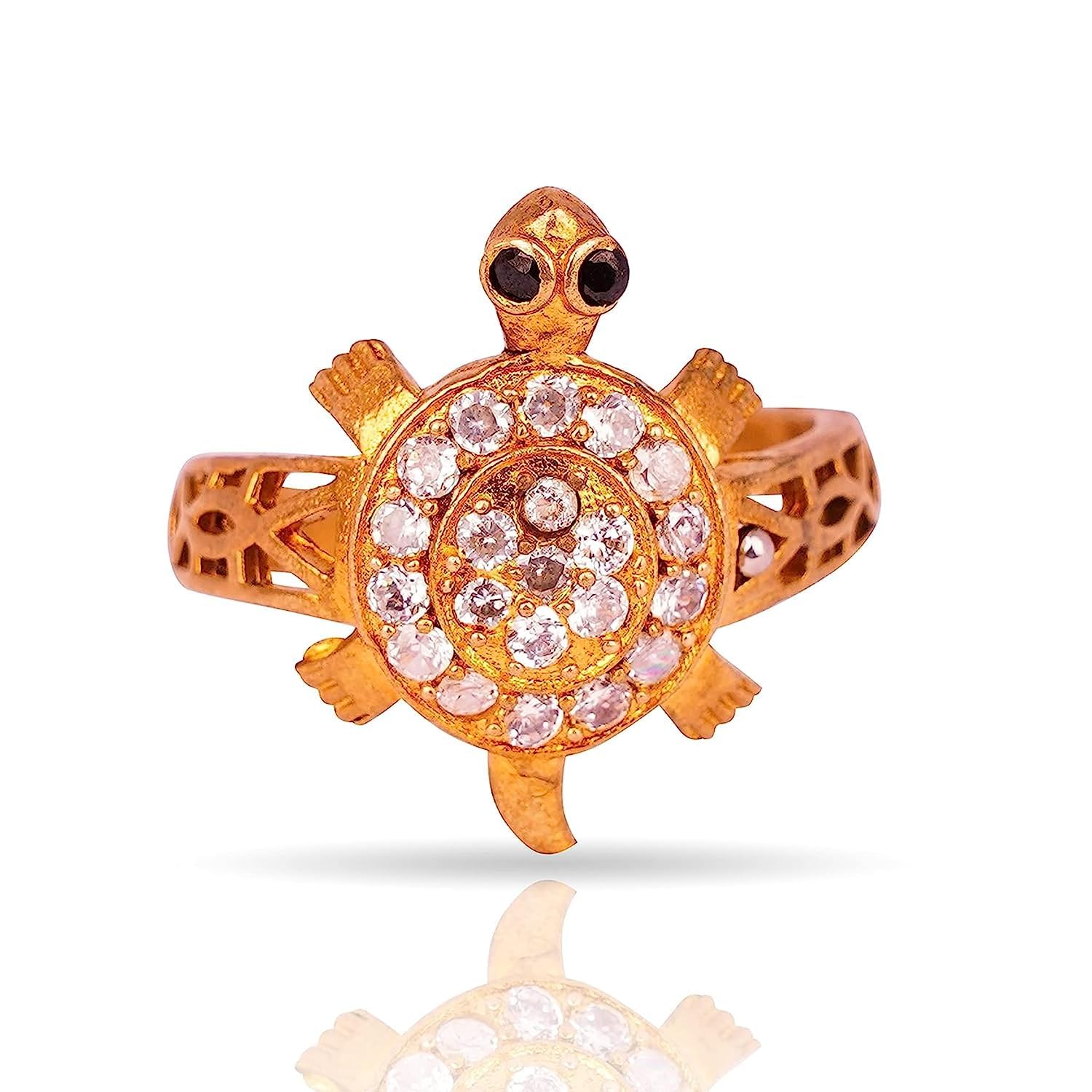 zaojo Alluring Zircon Studded Adjustable Meru Ring for Women and Men | Finger Ring| Stylish Fashion Jewelry for Good Luck and Prosperity - Golden Tortoise Design-picture-10