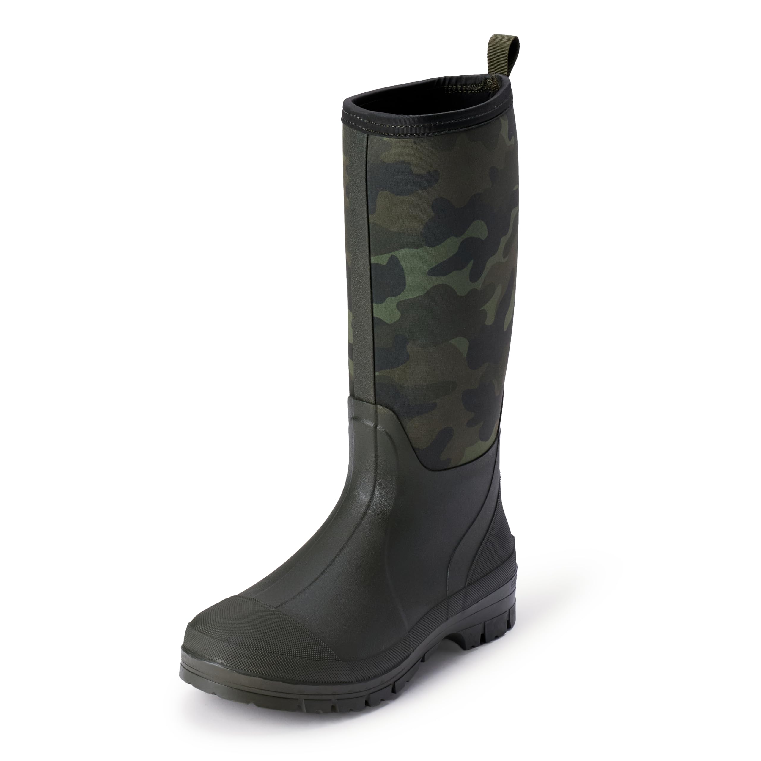 Amazon Essentials Men's Waterproof Neoprene Rubber Rain Boot, Camo/Olive, 11