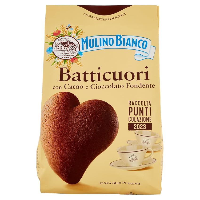 Immagine del prodotto Mulino Bianco Biscotti Frollini Batticuori con Cacao e Cioccolato, Senza Olio di Palma, Colazione Ricca di Gusto, 350 g