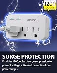 Fosmon 3 Outlet Surge Protector (2 Pack), 1200J Wall Mount Multi Plug Adapter Tap Extender, 1875 Watts Portable Travel Size for Indoor, Office, Dorm Room Essential, Grounded, ETL Listed (2 Pack)