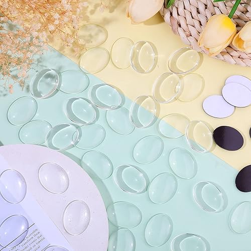 Miniatura 6 de 72 imanes redondos de ferrita de cerámica de vidrio con respaldo adhesivo y gemas de vidrio transparente transparente para bricolaje y colgantes de