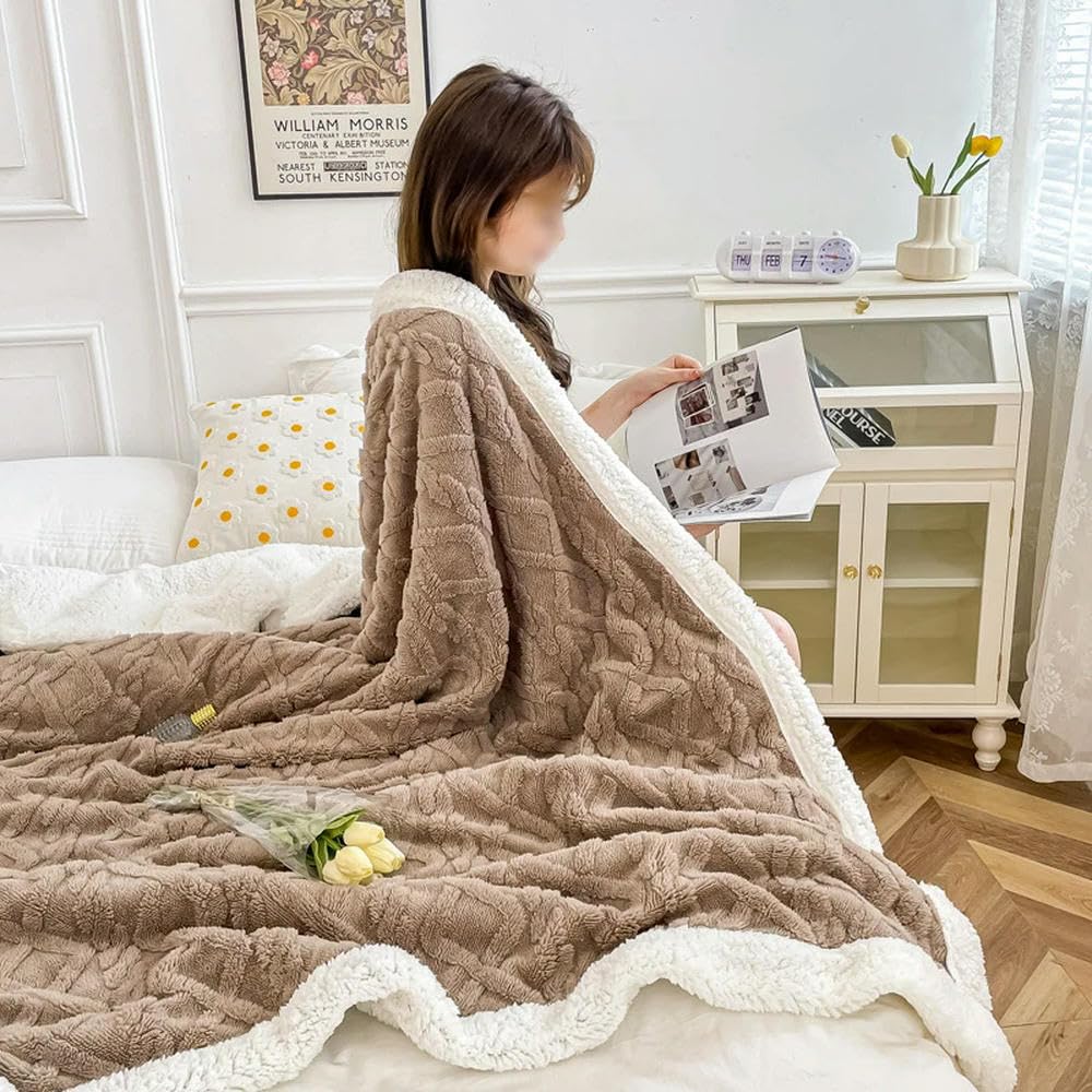 Manta a Cuadros de Lana Polar cálida para Invierno, para Adultos, sofá Cama, edredón, Colcha de Felpa de Invierno