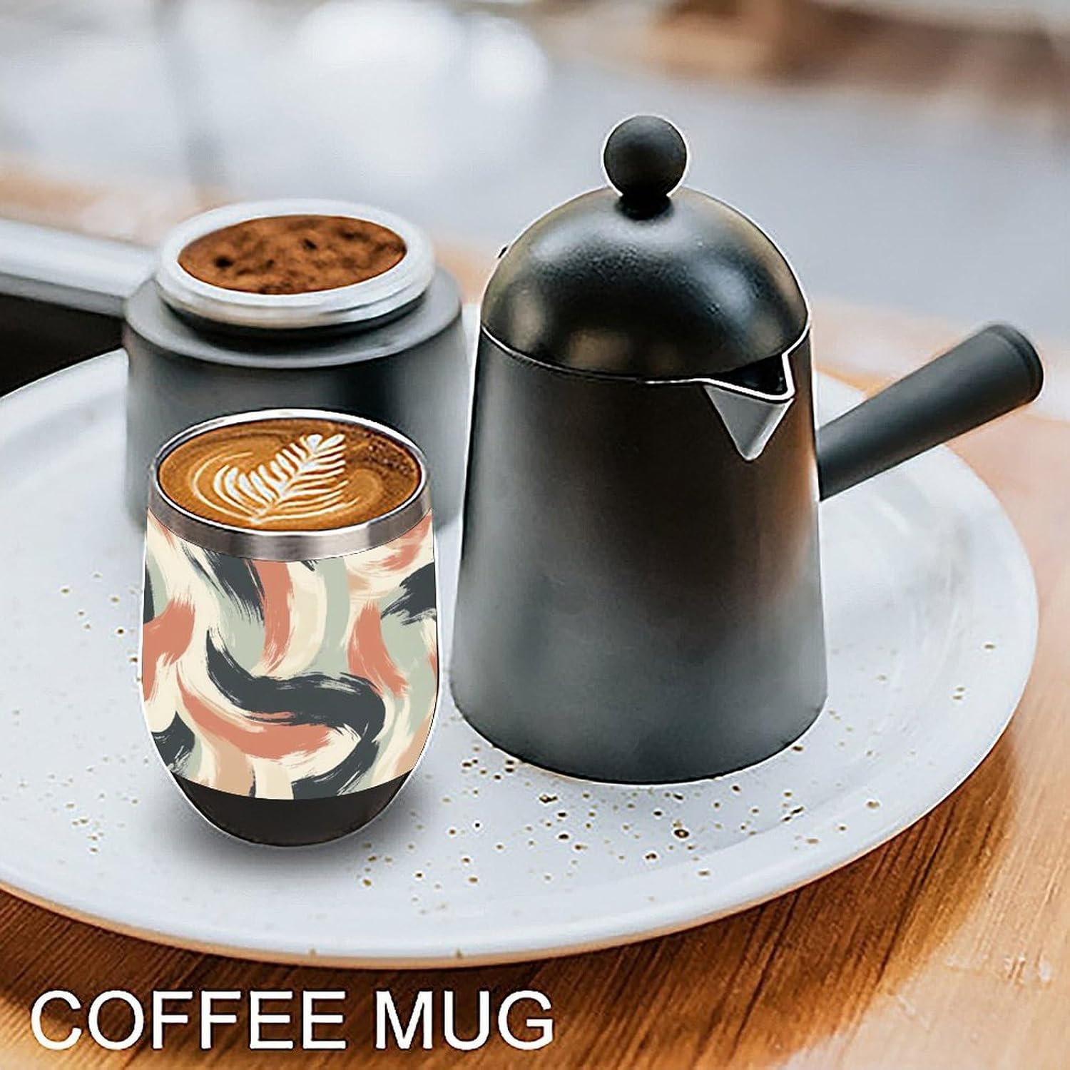 Modern Minimalism Art Swirl Insulated Drinking Cup Stainless Steel Coffee Mug Wine Tumbler with Lid 12OZ