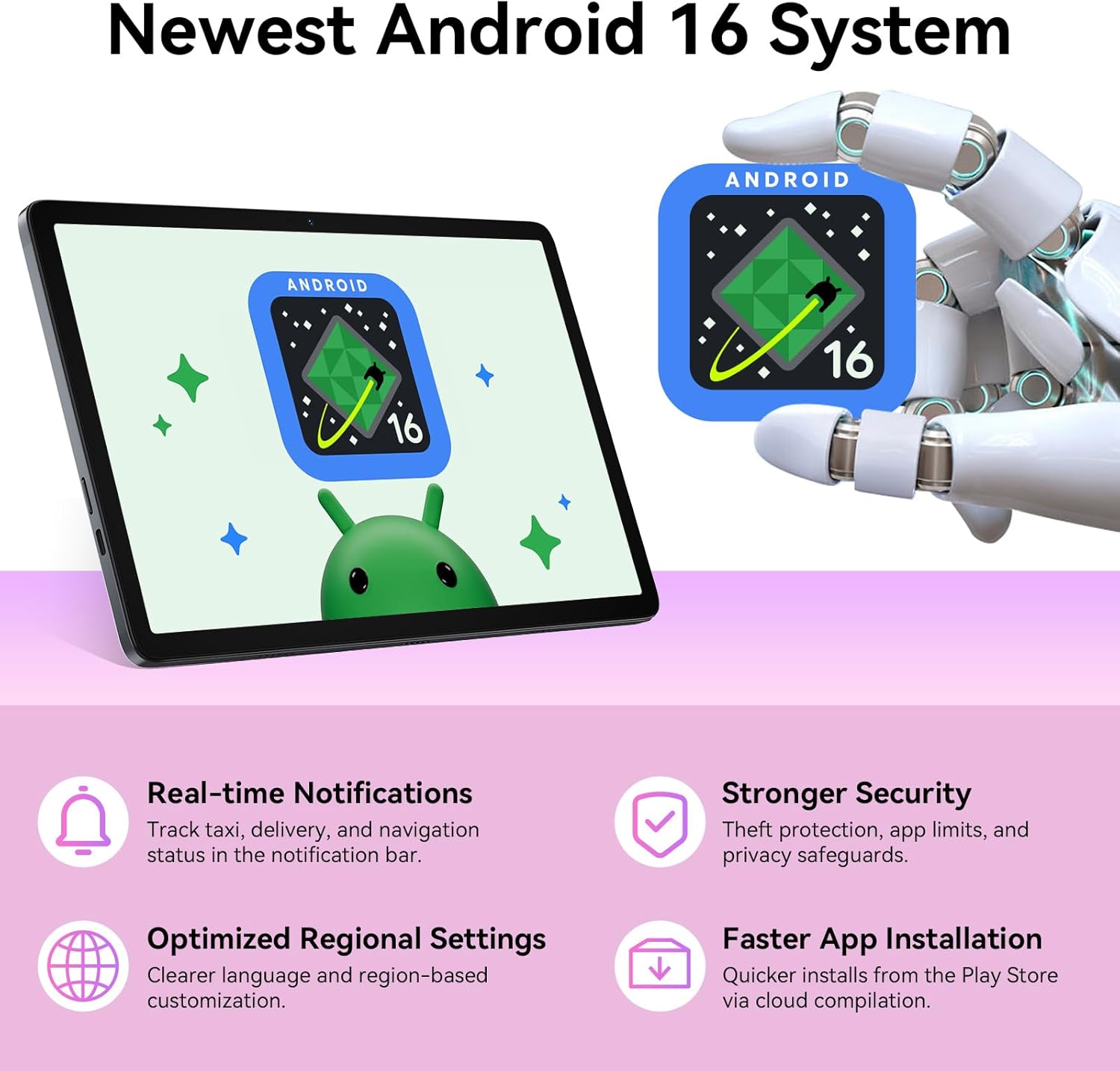 Tablet 2026 Latest Android 16 Tablets with 10.1 Inch Incell Display, 24GB RAM 256GB ROM /2TB TF, Gemini AI, T606 Octa-Core+8MP Camera, 5000mAh, Widevine L1, 2 in 1 Tablets with Keyboard Mouse Stylus - Image 2