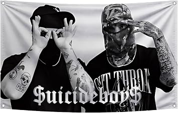 3x5 Feet Polyester Suicide Music Boys Single Sided Flag with 4 Brass Grommets - America Pop Singer Banner - Wall Tapestry Poster Signs Decor for Bedroom or College - American Music 2024 Flags