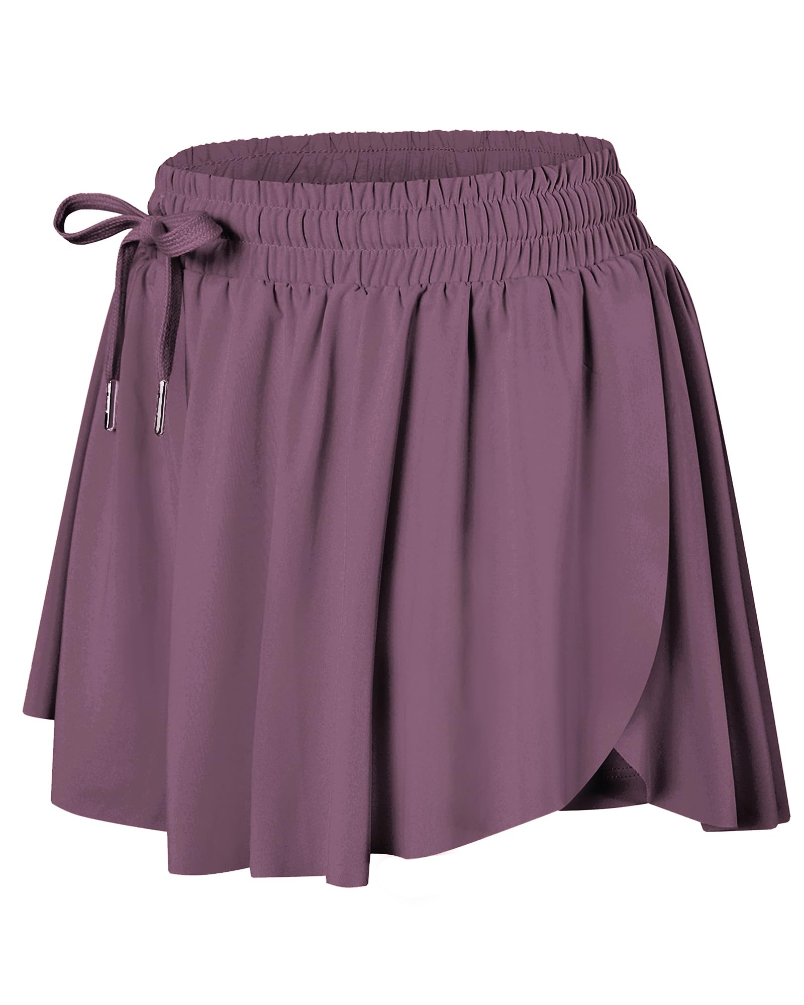 Wsirmet Flowy Shorts for Women Butterfly Shorts 2 in 1 Athletic Workout Gym Biker Running Shorts with Pockets