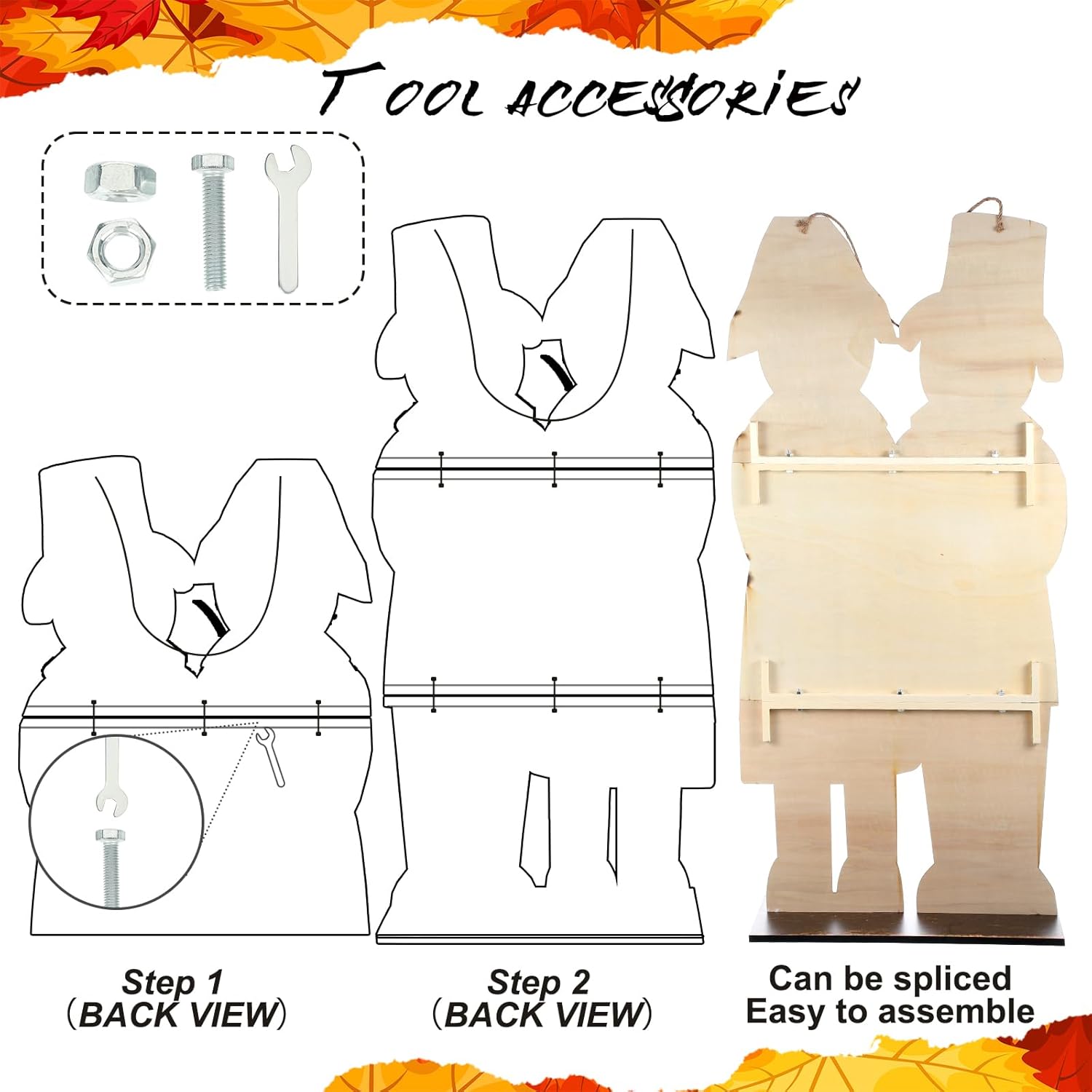 40 H Thanksgiving Pilgrim Couple with Pumpkin Porch Sign Farmhouse Wooden Pilgrim Welcome Sign Standing Porch Decor for Fall Harvest Autumn Thanksgiving Indoor Outdoor Yard Garden Decor