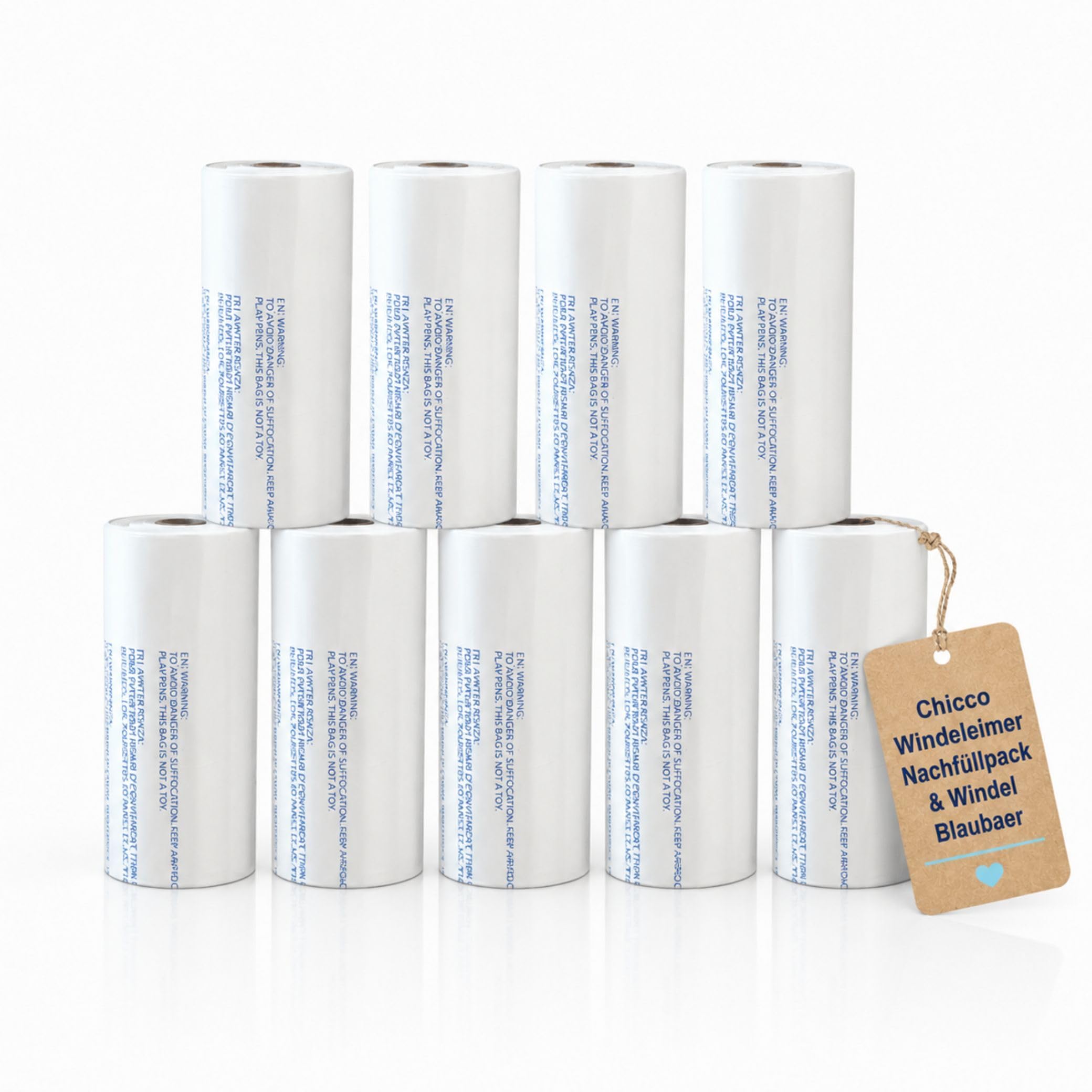 Chicco Windeleimer Nachfüllpack & Windel Blaubaer | geruchsdichte & auslaufsichere Beutel | Für saubere und geruchsfreie Wickelbereiche | Nachfüllkassette, Nachfüllfolie für Windeleimer