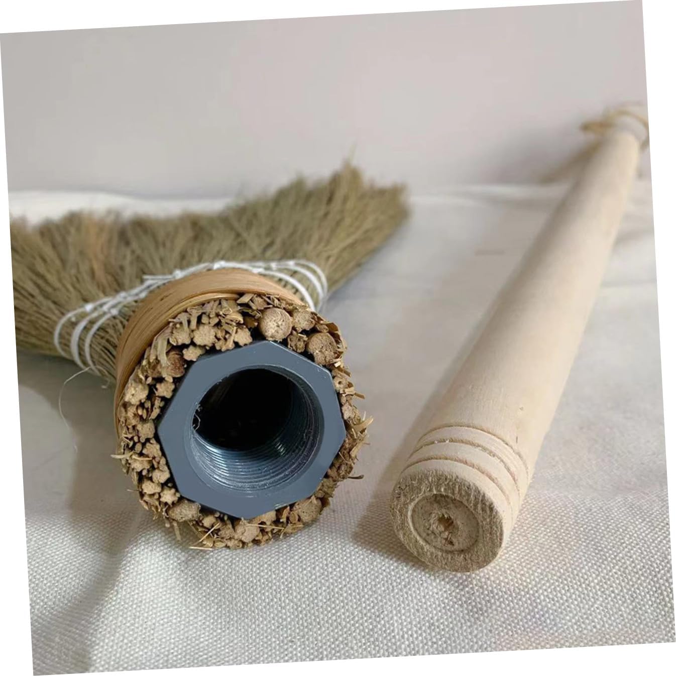 SUPVOX Removable Handle Woven Hand Broom 74cm Small Desktop Dust Brush Broom for Home Cleaning Supplies and Household Use