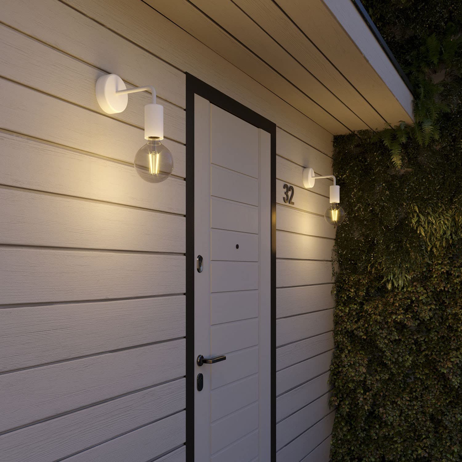 creative cables Fermaluce EIVA ELEGANT con estensione a L, rosone e portalampada IP65 waterproof - Con lampadina, Bianco
