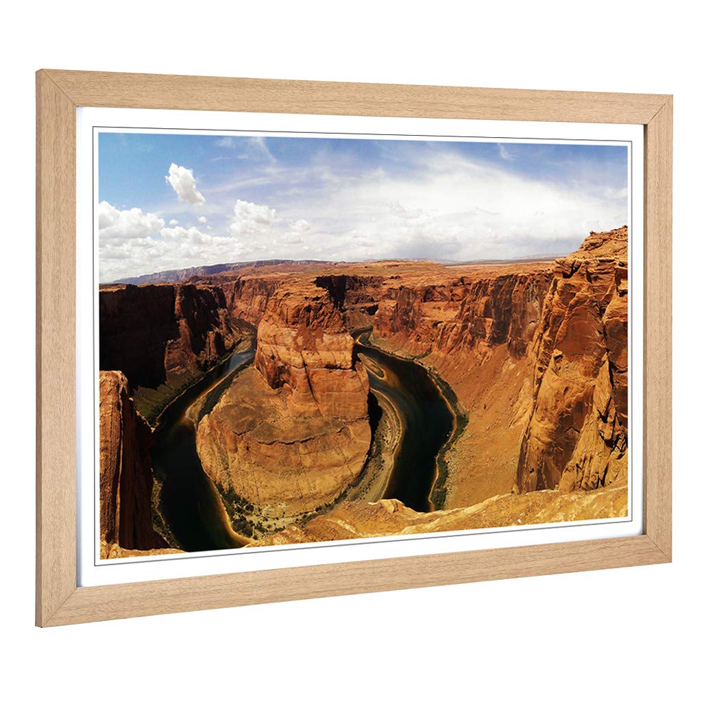 Big Box Art Framed Print of Landscape Horseshoe Bend Canyon Arizona USA Design | Wall Art Picture | Home Decor for Kitchen, Living Room, Bedroom, Hallway, Oak, A2 / 24.5x18 Inch / 62x45cm