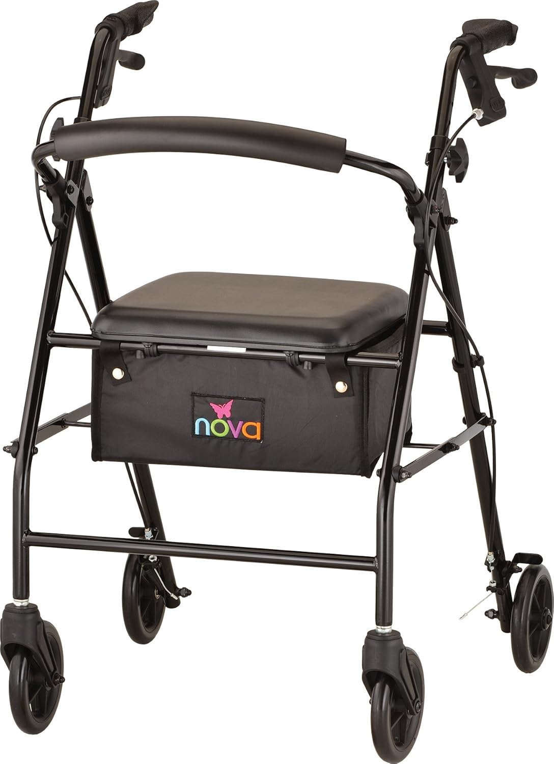 NOVA Medical Products Vibe 6 Steel Rollator Walker, Black