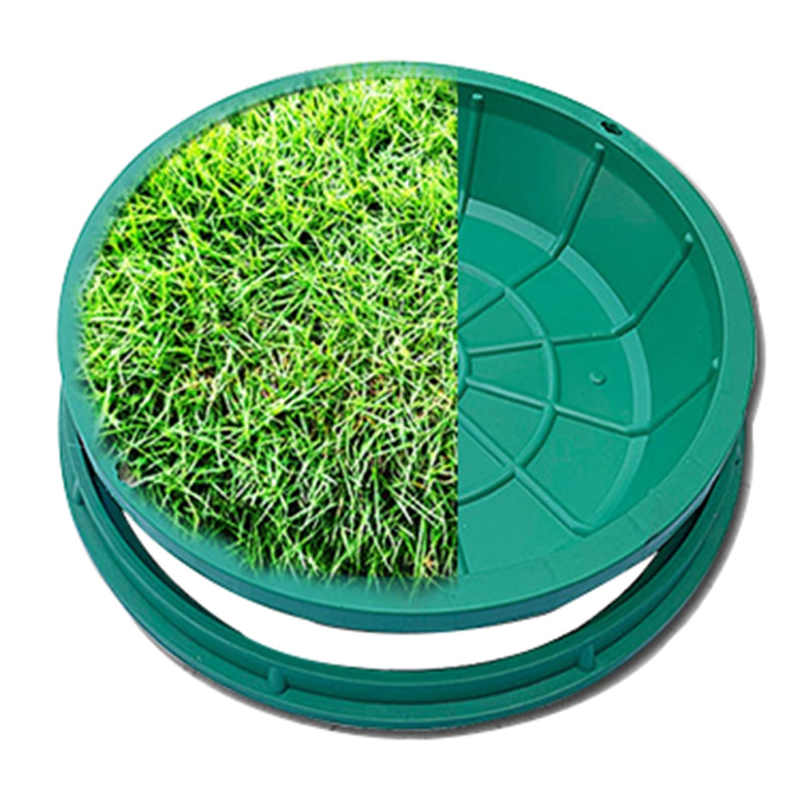 Couvercle De Siphon Encastré pour Gazon, Couvercle De Regard Rond Et Cadre Invisibles, Couvercles De Grand Bassin Encastrés pour Siphon De Jardin(Green-2PCS,60x12cm)