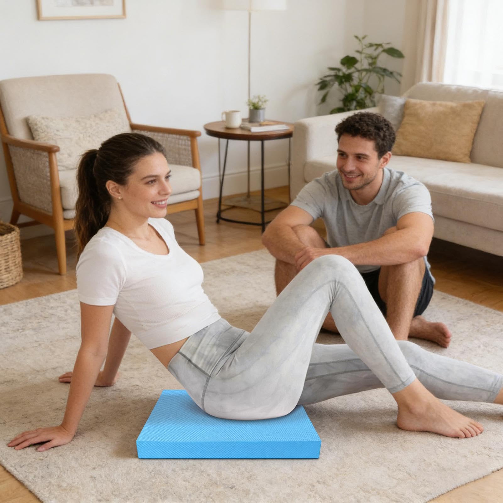Schaum Balance-Matte - 51x41 cm TPE Rutschhemmende Trainingsmatte - Schaumbalance-Kissen für Übung,Für Heim-Studio Yoga, Pilates Training, Fitness,