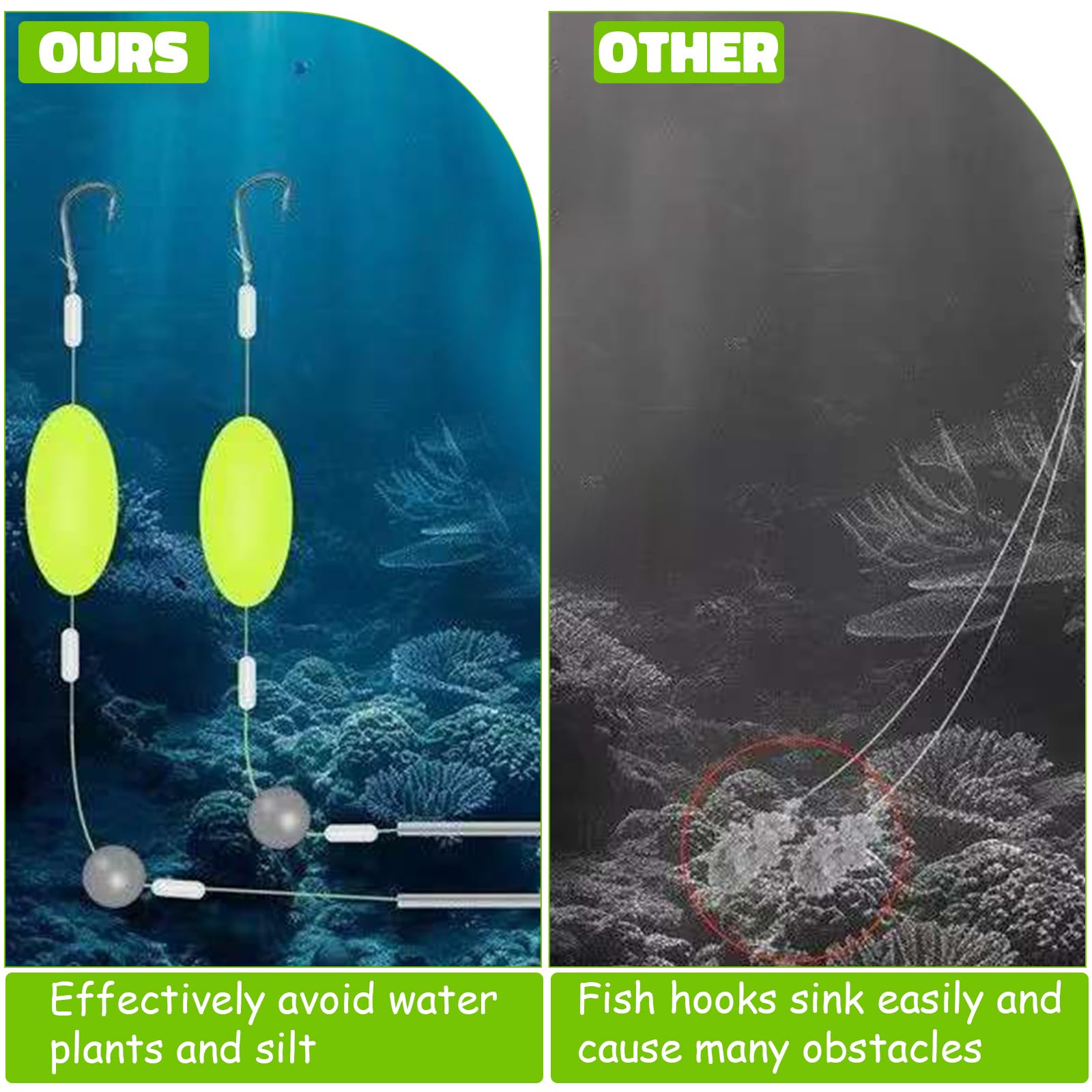 5 Pezzi Double Hook Reverse Bottom Rig, Ami da Pesca, Set di ami da pesca anti-impigliamento 6, 8, 10, Pesca Accessori, Attrezzatura da Pesca, Gancio Split Resistente ai Ganci