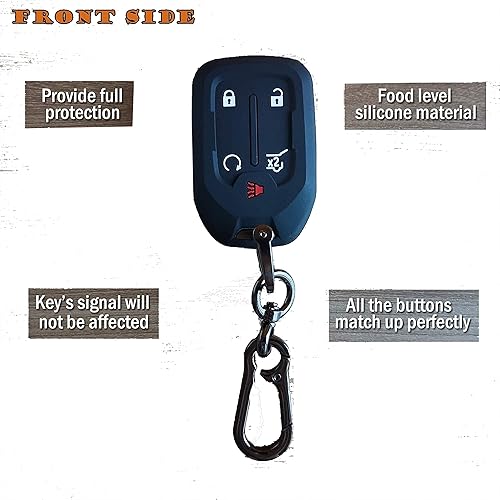 Miniatura 3 de TANDRIVE Funda para llavero para GMC Acadia Terrain Denali 2024-2017, Sierra Chevy Silverado, silicona, negro y negro