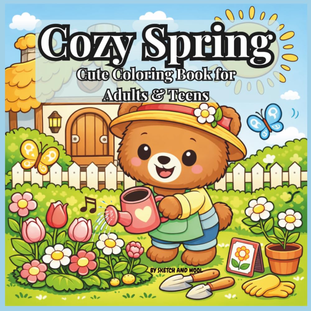 COZY SPRING: Cute Coloring Book For Adults & Teens