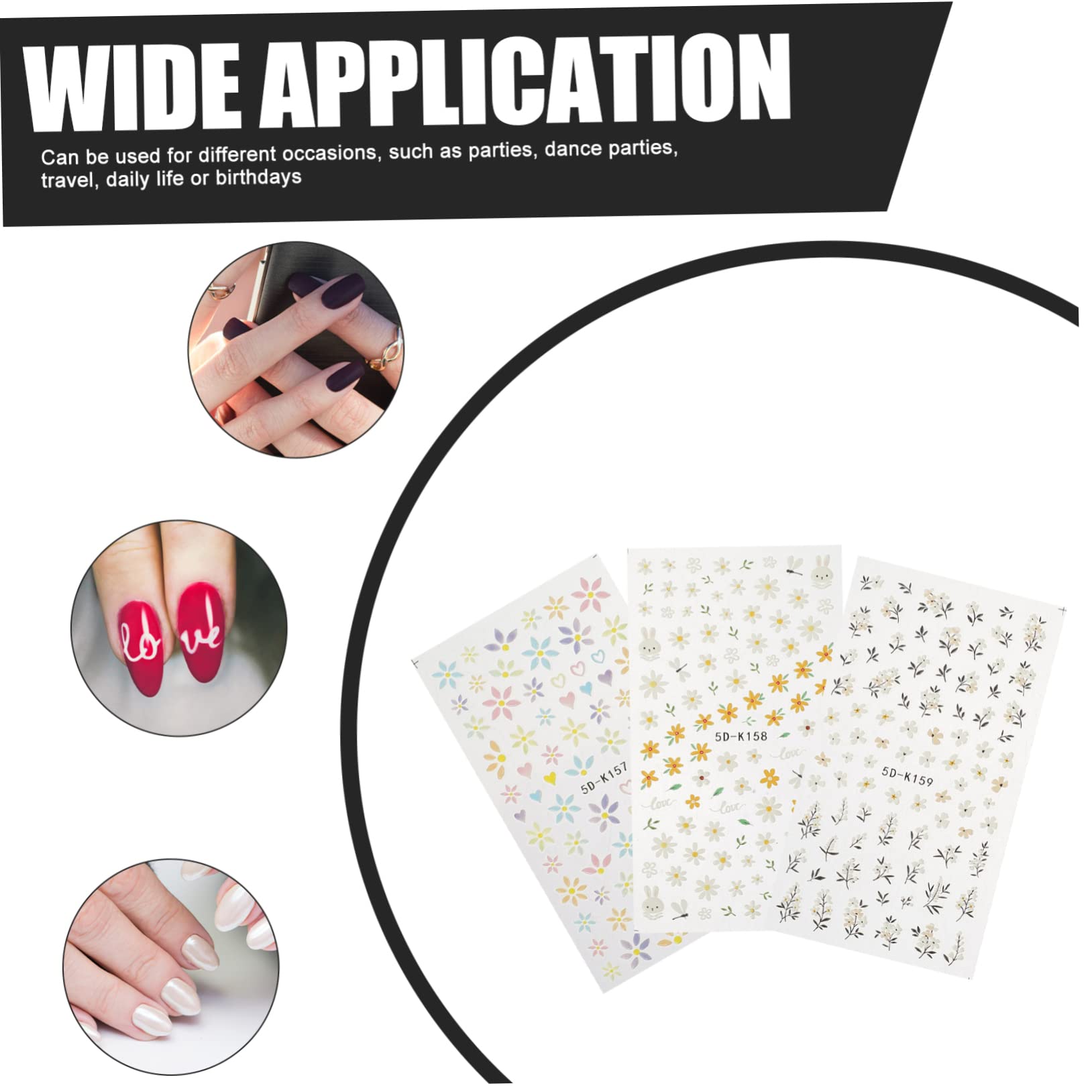 Healeved 12pezzi Nail Art Stickers Adesivi Per Unghie Decorativi Facili Applicare Adatti Per Manicure Design Decorazioni Per Unghie