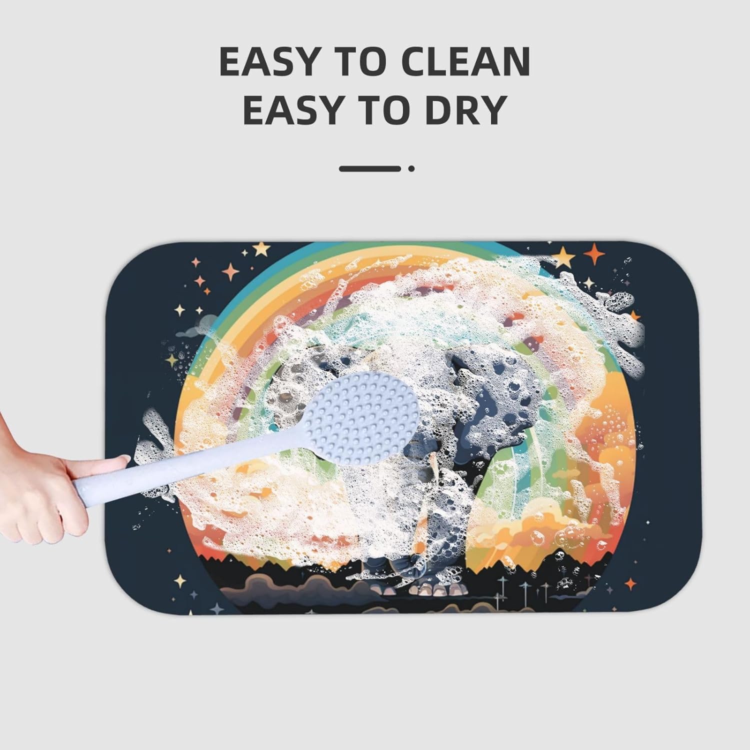 Stone Bath Mats Cute Elephant Rainbow Diatomaceous Earth Bath Mat Super Absorbent Bathroom Floor Mat Quick Drying Diatomite Shower Mat for Shower Bathtub Bathroom Accessory 19.7x31.5in