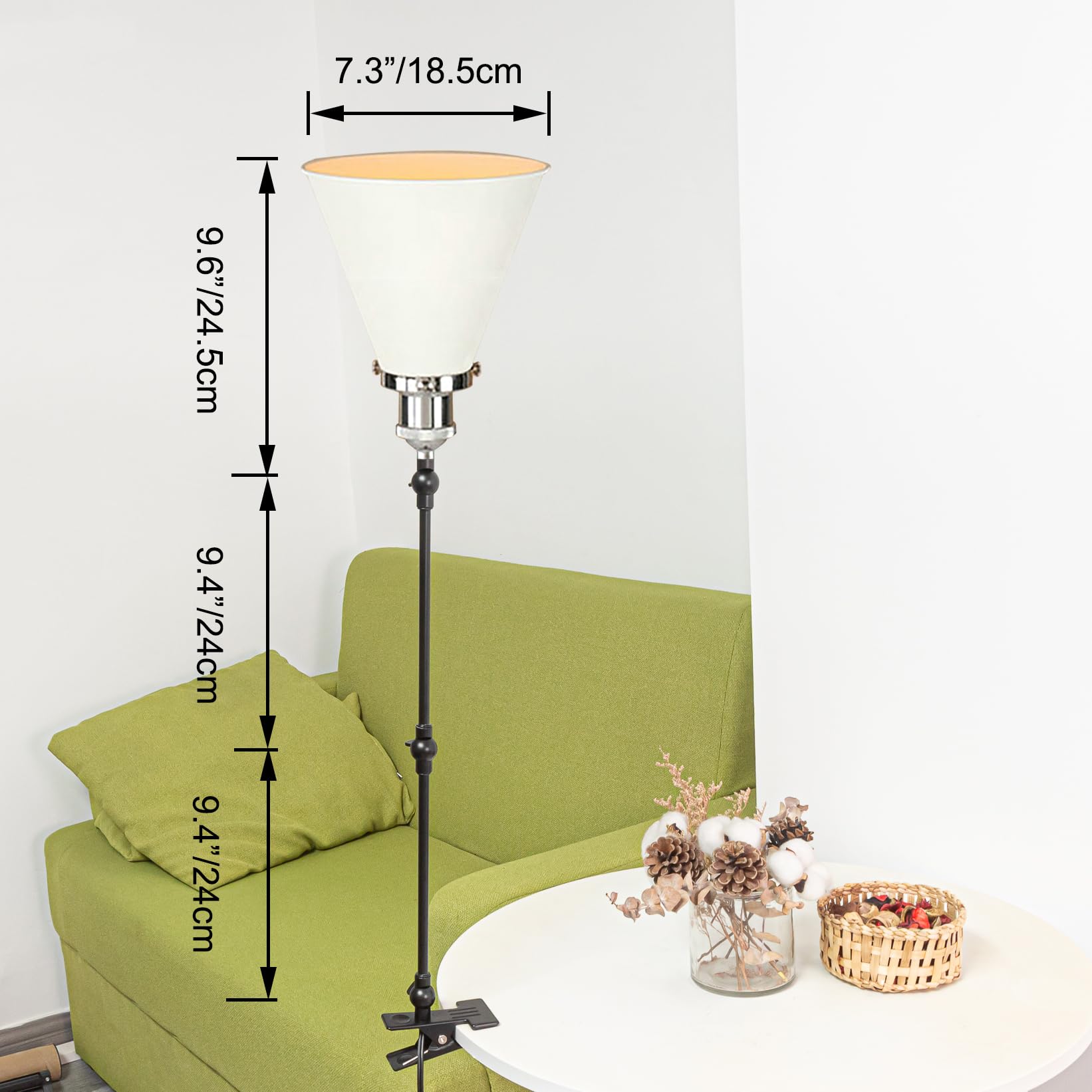 Industrial Klemmleuchte mit Fernsteuerung, Einstellbar Clip auf Schreibtisch Leselampe,Dimmbar Clamp Nachttischlampe mit Flexarm für Schreibtisch Nachttisch Regal- TD/0132S&W