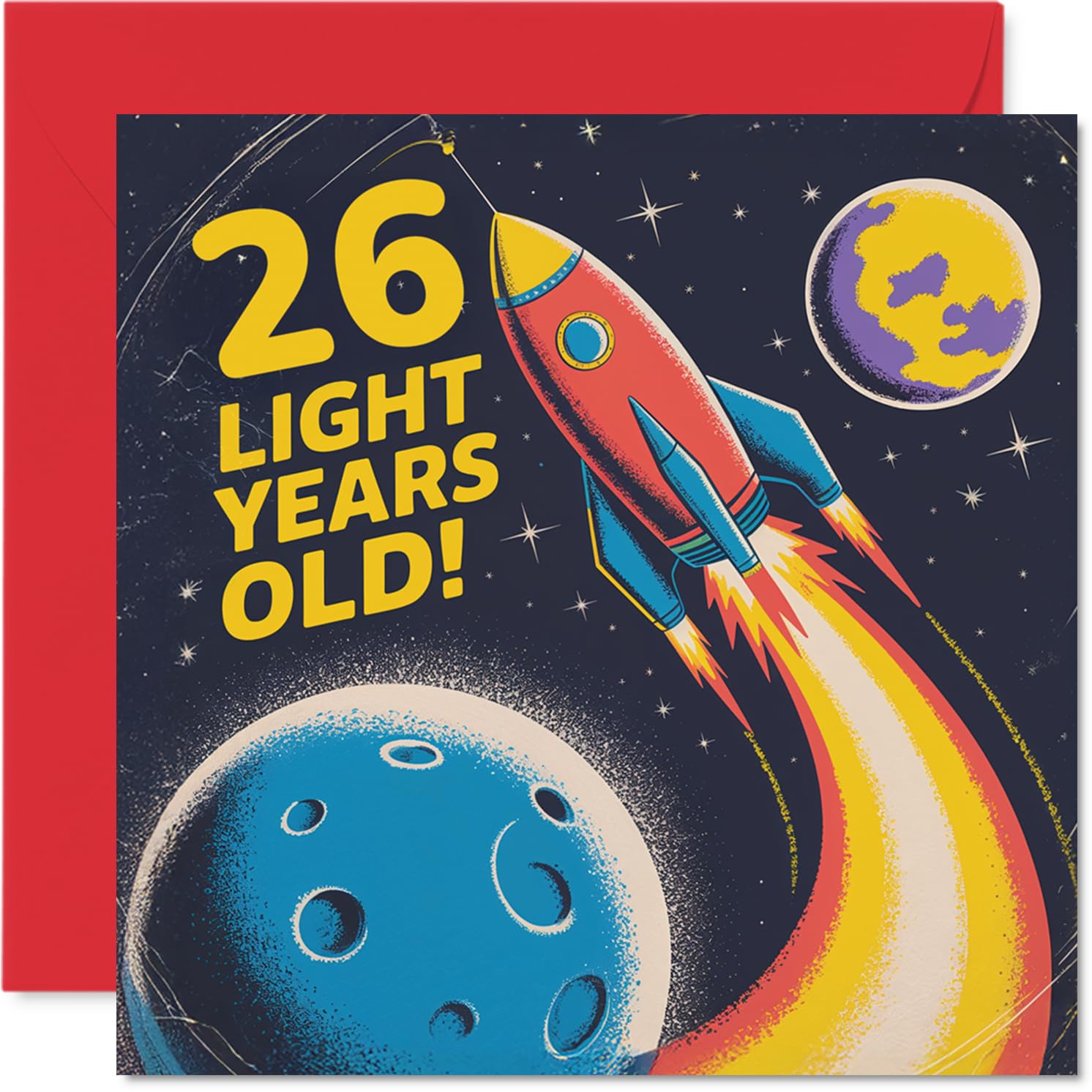 26th Birthday Cards for Men Women - Light Years Old - Happy Birthday Card for 26 Year Old Man Woman Auntie Sister Colleague Cousin, 145mm Bday Greeting Cards
