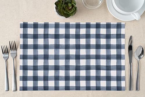 Miniatura 2 de Manteles individuales de color azul marino a cuadros con estampado de papel a cuadros bohemios para exteriores, despedida de soltera, 25 unidades,