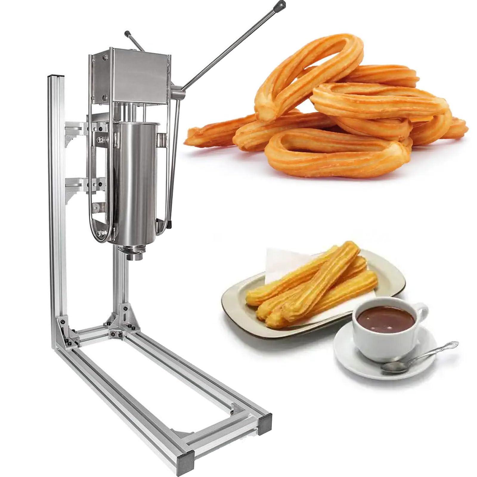 Macchina per churro commerciale a manovella in acciaio inox professionale per churros per uso domestico verticale tipo manuale macchina per riempire churros con ciambelle spagnole,5L
