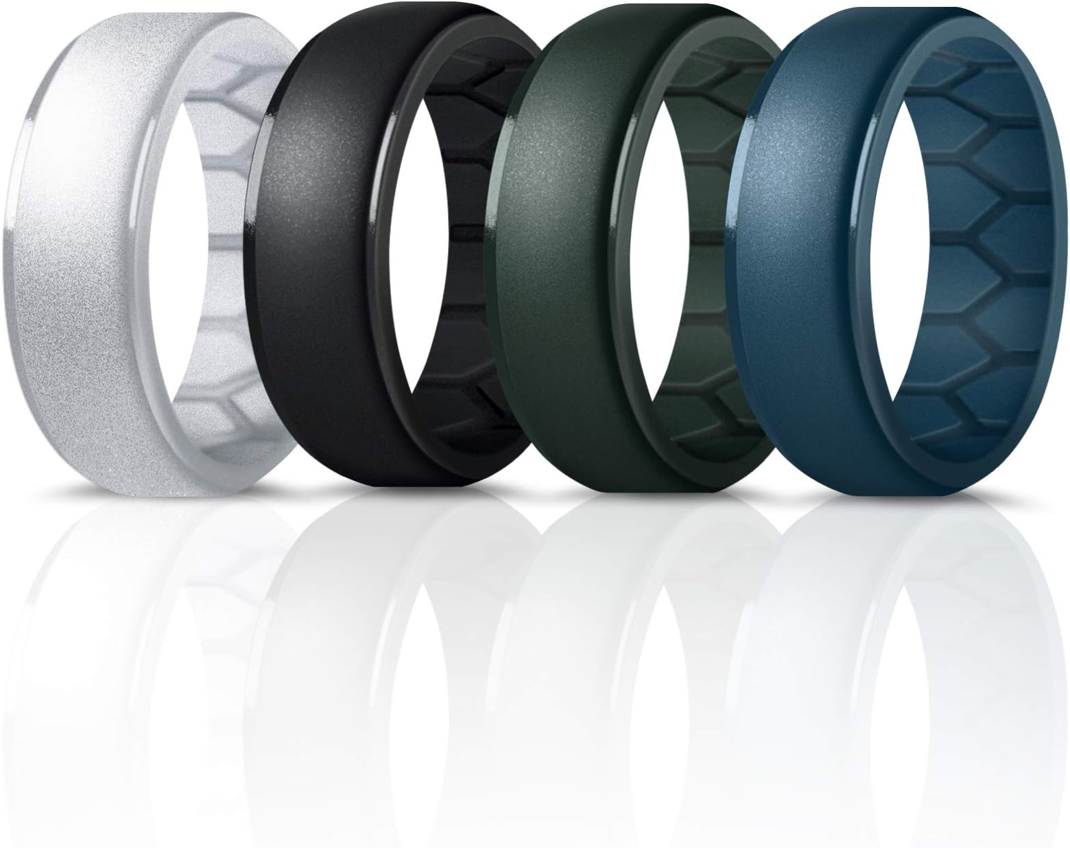 FORTHEE Silicone Wedding Ring for Men, Breathable Airflow Inner Curve, Mens' Rubber Wedding Engagement Bands for Crossfit Workout
