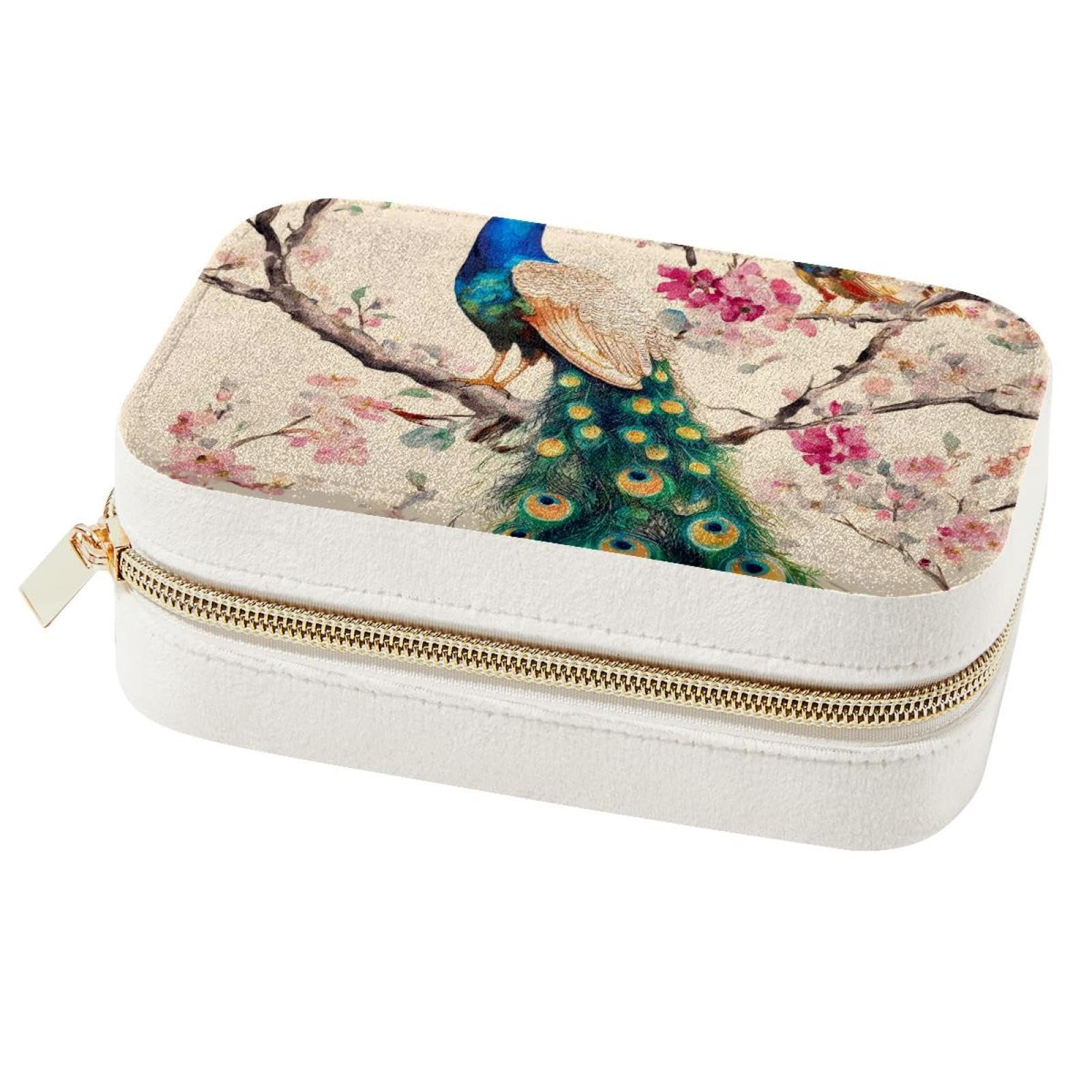 Boîte à bijoux de voyage pour vacances rangement fleurs roses pour filles