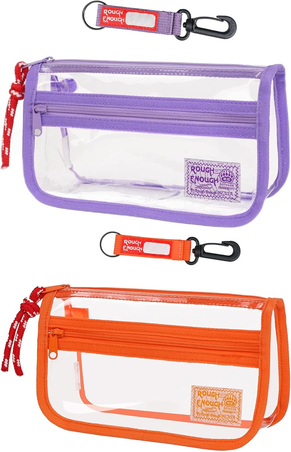 Rough Enough Clear Pencil Pouch Set Small Regular Sizes With YKK Zipper For All Ages Office Stationary Art Supplies Organizer