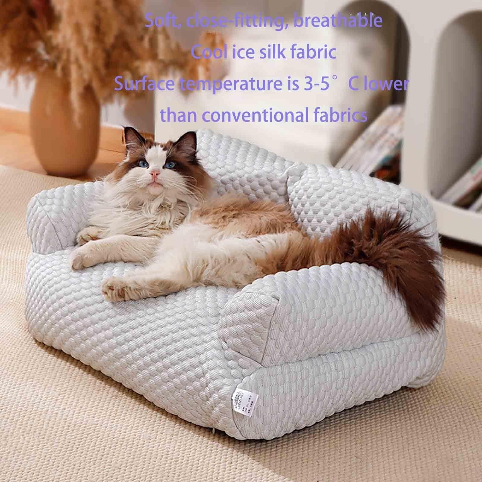Ice Silk - Cuccia rinfrescante per animali domestici, traspirante, lavabile, per cani e gatti di taglia piccola, media e grande (blu, XXL)