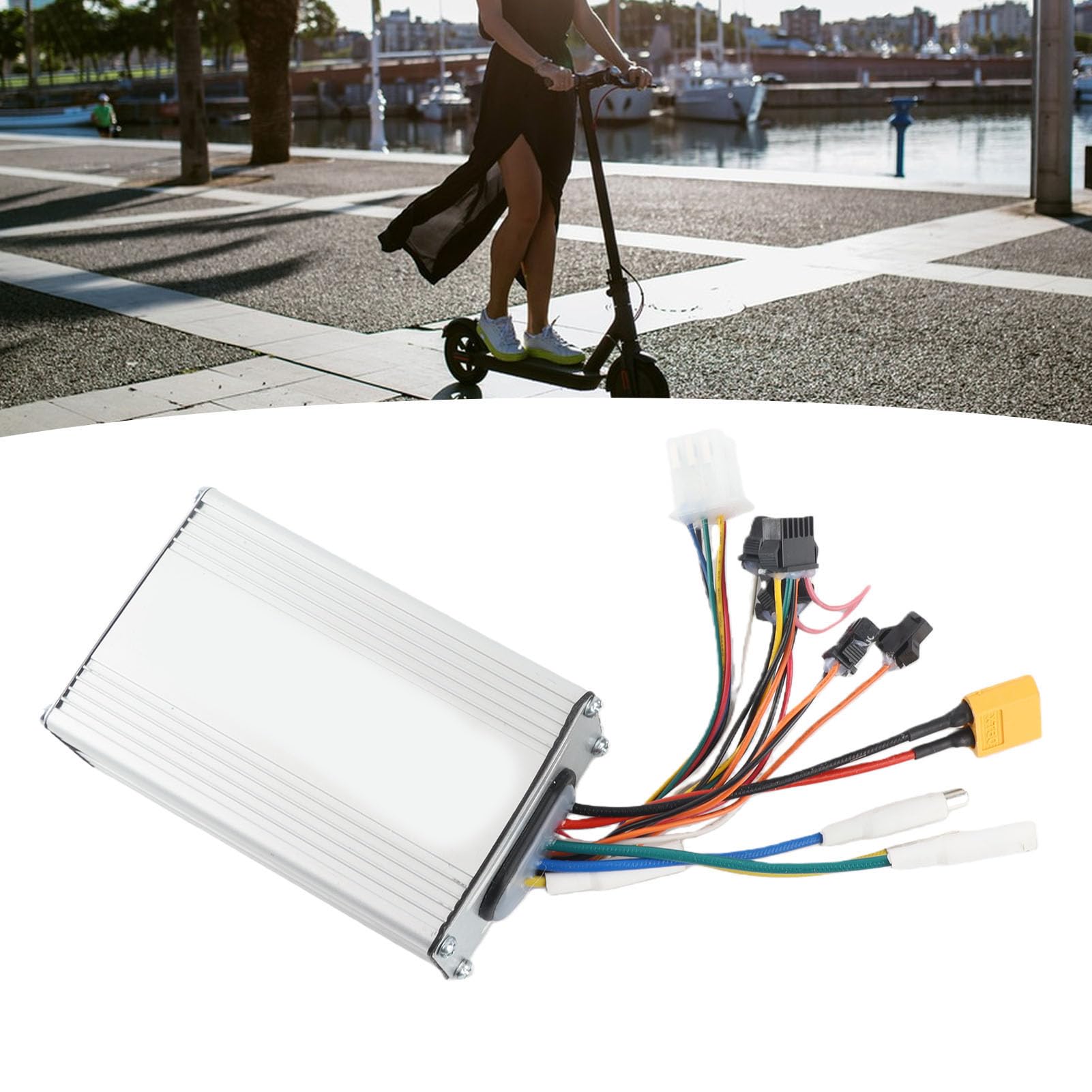 POENVFPO Controller per Scooter Elettrico 48V 21A, Controller Motore Brushless Intelligente in Lega di Alluminio per Sostituzione M4