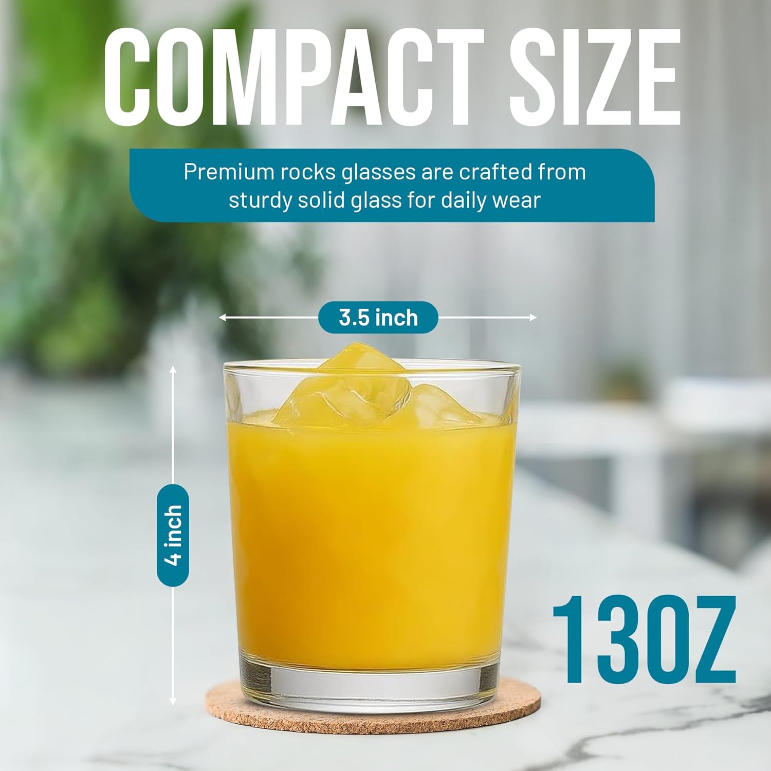 Whiskey Glasses-Premium 13 OZ Rocks Glass - Old Fashioned Whiskey Glass Set of 6 - Glassware for Bourbon - Terra Juice glass - Image 2